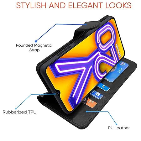 Vivo Y12s / Y20 / Y20i / Y20G Flip Case Leather Finish (Flip Black) - Rajputtrade