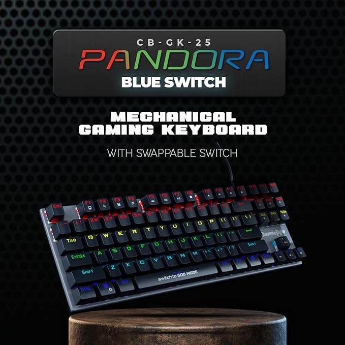 Cosmic Byte CB-GK-25 Pandora with Swappable Outemu Blue Switches and Rainbow LED (Black/Grey) - Rajputtrade