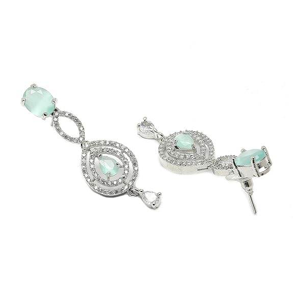 Abstract Necklace With Earrings Jewellery Set For Girls and Women (Sea Green) - Rajputtrade