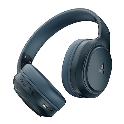 boAt Rockerz 430, 40mm Drivers, Beast Mode (40ms Latency), 40hrs Playback, Bluetooth Over Ear Headphones (Bold Blue)