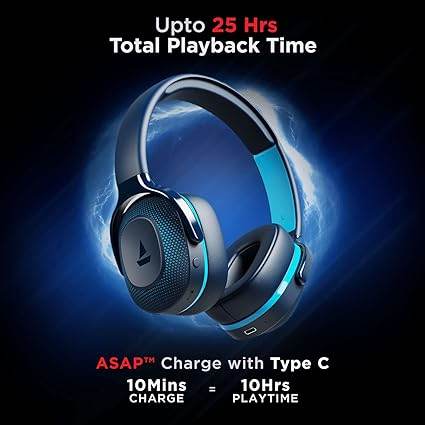 boAt Rockerz 425 Bluetooth Wireless Over Ear Headphones, ASAP Charge 25H Playtime V5.2, (Oceana Blue) - Rajputtrade
