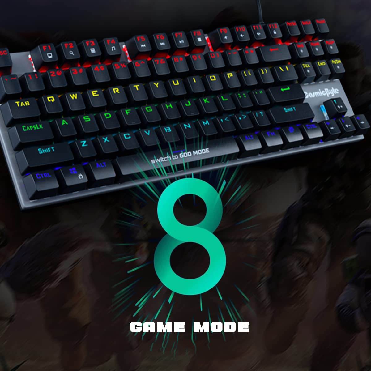 Cosmic Byte CB-GK-26 Pandora TKL Mechanical Keyboard Red Switches & Rainbow LED (Black/Grey) - Rajputtrade