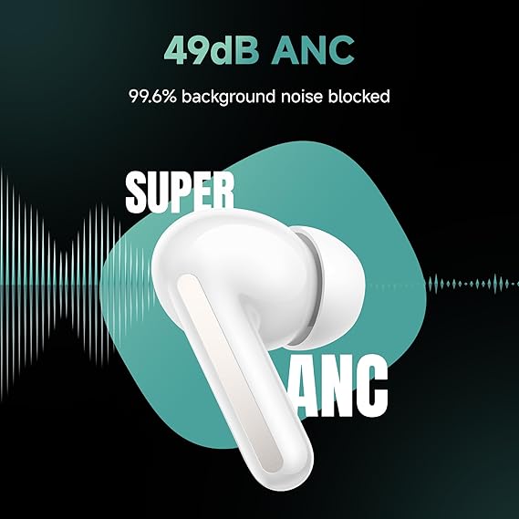 Redmi Buds 6, Dual Driver TWS in Ear Earbuds, 49dB Hybrid Active Noise Cancellation, 42 Hrs Playtime (White) - Rajputtrade