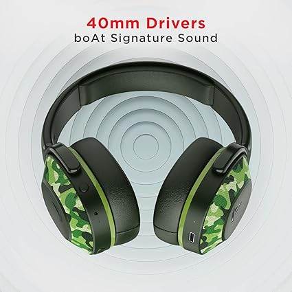 boAt Rockerz 425 Bluetooth Wireless On Ear Headphones Signature Sound, ASAP Charge, 25H Playtime (Army Green) - Rajputtrade