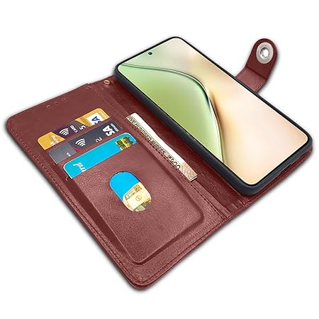 Vivo Y200 5G Flip Cover Leather Finish | Flip Case (Brown)