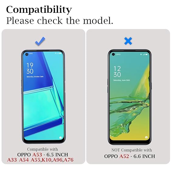 Tempered Glass Screen Guard Protector for Oppo A33 / A53 / A54 / A55 / K10 / A96 / A76 (Black) (Pack of 1) - Rajputtrade
