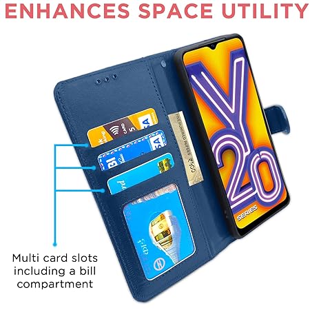 Vivo Y12s / Y20 / Y20i / Y20G Flip Case Leather Finish (Flip Blue)