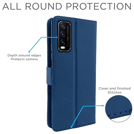 Vivo Y12s / Y20 / Y20i / Y20G Flip Case Leather Finish (Flip Blue)
