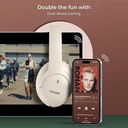 Noise Airwave Max 4 Wireless Over-Ear Headphones with 70H Playtime, ENC, 40mm Driver (Calm Beige) - Rajputtrade