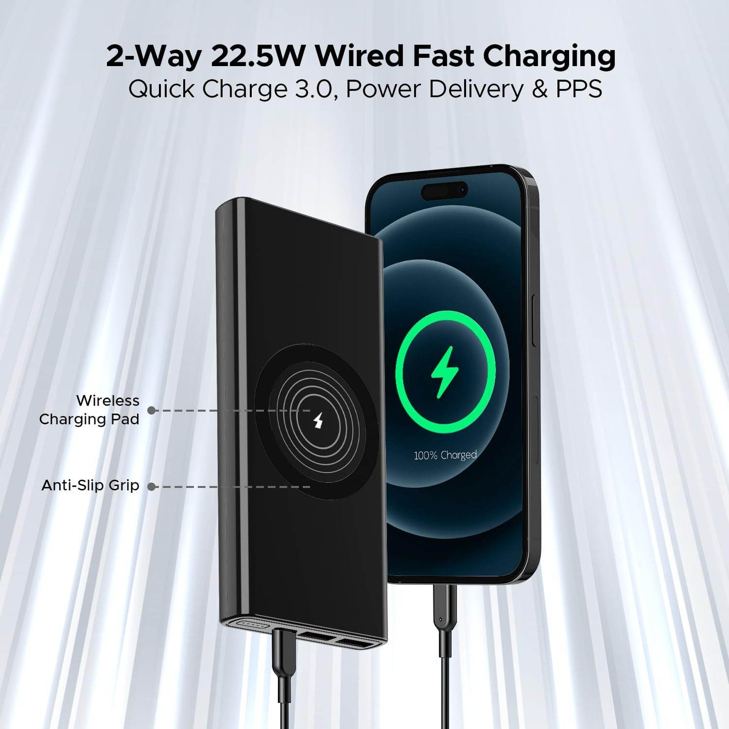 boAt EnergyShroom PB310 Wireless Pro 10000mAh Powerbank | (Carbon Black) - Rajputtrade