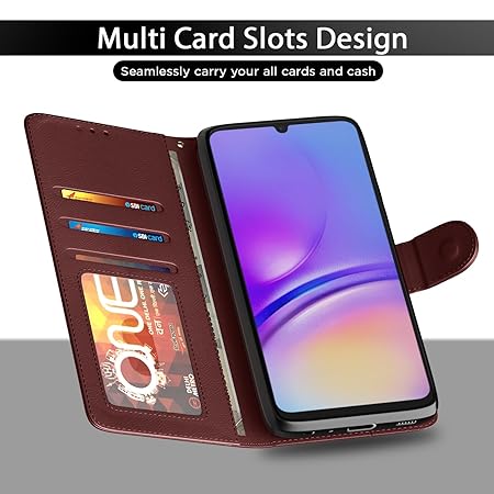 Samsung Galaxy A05 / M05 / F05 | Flip Cover Leather Finish (Flip Brown) - Rajputtrade