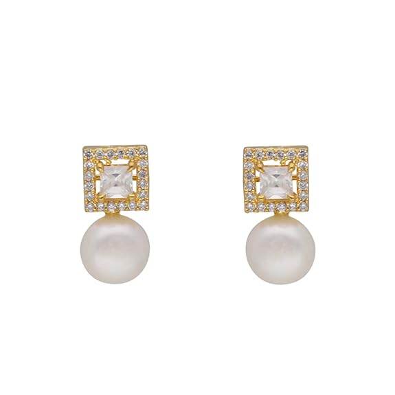 Freshwater White Pearl Pendant Necklace set (White) - Rajputtrade