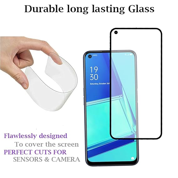 Tempered Glass Screen Guard Protector for Oppo A33 / A53 / A54 / A55 / K10 / A96 / A76 (Black) (Pack of 1) - Rajputtrade