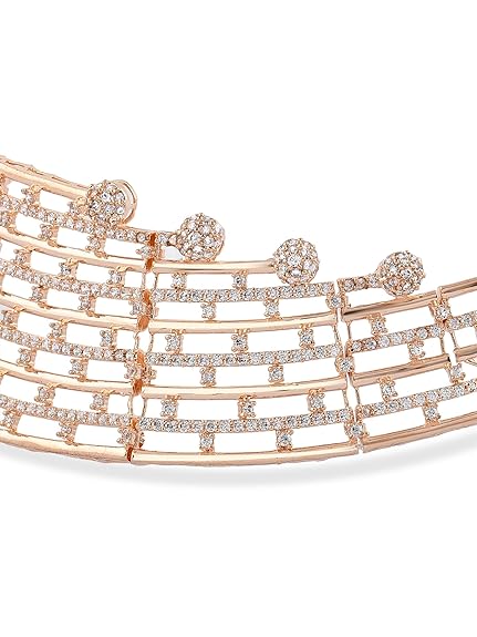 Rose Gold Dazzling Cubic Zirconia Bling Choker Necklace and Earring Set For Women - Rajputtrade