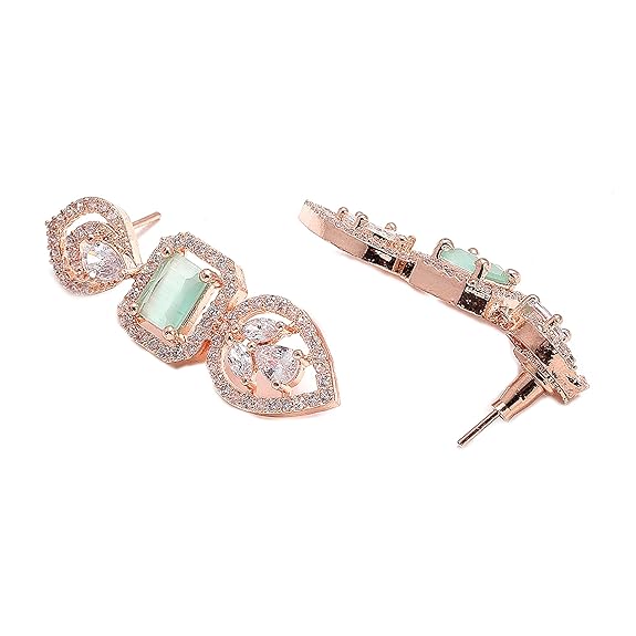 Jewellery Set Leaf Style AD/ Rose Gold Plated Handcrafted Circle Necklace Set for Women & Girls - Rajputtrade