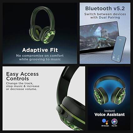 boAt Rockerz 425 Bluetooth Wireless On Ear Headphones Signature Sound, ASAP Charge, 25H Playtime (Army Green) - Rajputtrade