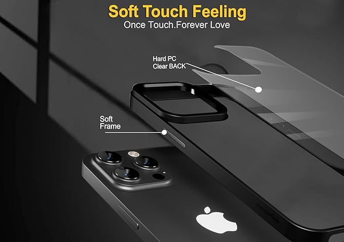 Back Cover Case Compatible with iPhone 15 Pro (TPU + Poly Carbonate | Matte Black)