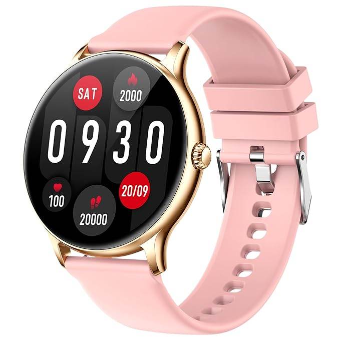 Fire-Boltt Phoenix Smart Watch with Bluetooth Calling 1.3,120+ Sports Modes, 240 * 240 PX High Res (Gold Pink) - Rajputtrade