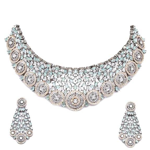 Choker Necklace with Earrings Jewellery Set with Girls and Women - Rajputtrade