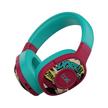 boAt Rockerz 550 Bluetooth Wireless Over Ear Headphones with Upto 20 Hours Playback, 50MM Drivers (Maroon Maverick) - Rajputtrade