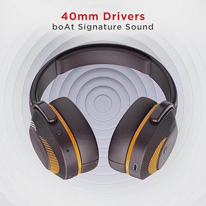 boAt Rockerz 425 Bluetooth Headphones Wireless On Ear Headphones Signature Sound, Enx Tech, ASAP Charge, 25H Playtime (Calm Orange) - Rajputtrade