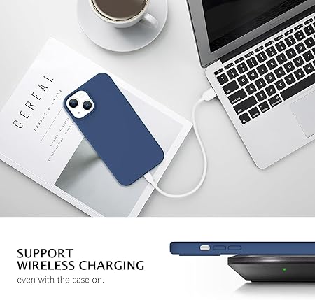 iPhone 13 / iPhone 14 6.1 Inch Shockproof Slim Back Cover Liquid Silicone Case (Blue) - Rajputtrade