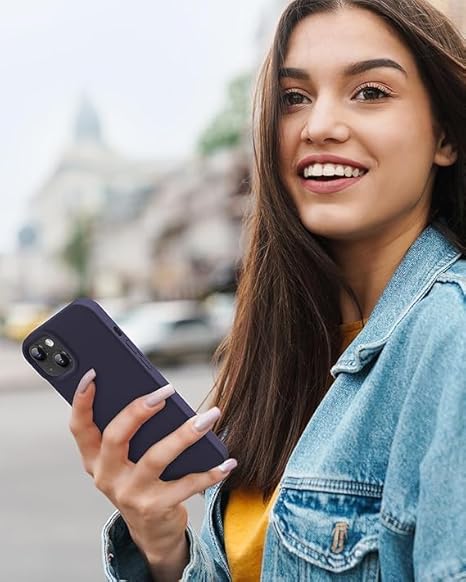 iPhone 15 Case Liquid Silicone Full Protection Shock Proof Back Cover (Blue) - Rajputtrade