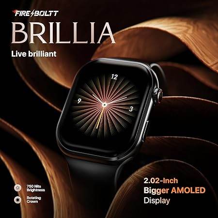 Fire-Boltt Brillia Smart Watch with 51.3mm (2.02 inch) AMOLED Display, Bluetooth Calling, SpO2 (Brillia, Black) - Rajputtrade