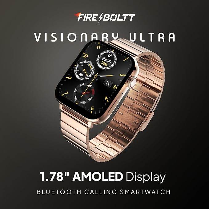 Fire-Boltt Visionary Ultra 1.78" AMOLED, Stainless Steel Luxury Smart Watch, TWS Connection (Gold) - Rajputtrade