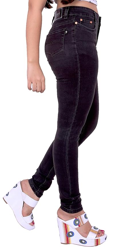 Stretchable Denim Pencil Fit Regular Fit High Waist Jeans for Women (Cblack) - 42 - Rajputtrade