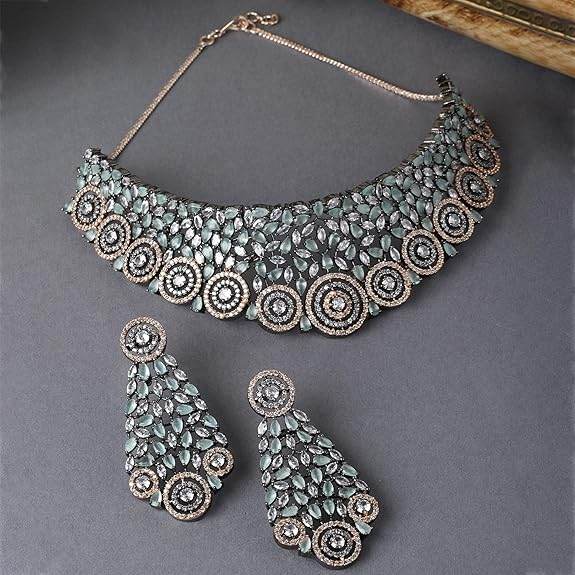 Choker Necklace with Earrings Jewellery Set with Girls and Women - Rajputtrade