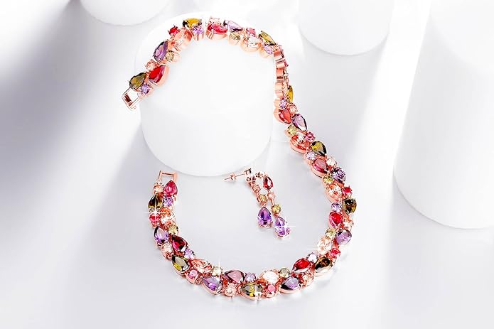 Rose Gold Plated Necklace Set for Women and Girls (Multicolor) - Rajputtrade