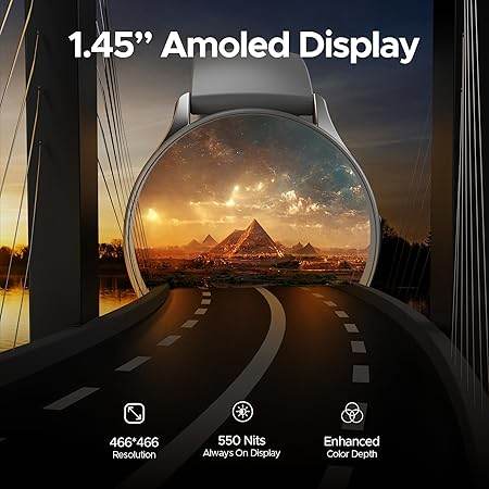boAt Lunar Peak w/ 1.45" (3.6 cm) AMOLED Display, Advanced BT Calling, Smart Watch for Men & Women(Silver) - Rajputtrade