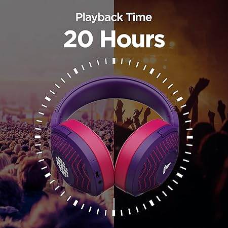 boAt Rockerz 550 Sunburn Edition with 50MM Drivers, 20 Hours Playback, Physical Noise Isolation, Wireless Headphone (Techno Purple) - Rajputtrade