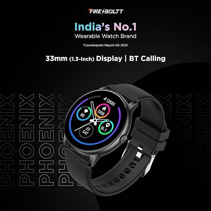 Fire-Boltt Phoenix Smart Watch with Bluetooth Calling 1.3,120+ Sports Modes, 240 * 240 PX High Res (Black) - Rajputtrade