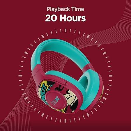 boAt Rockerz 550 Bluetooth Wireless Over Ear Headphones with Upto 20 Hours Playback, 50MM Drivers (Maroon Maverick) - Rajputtrade