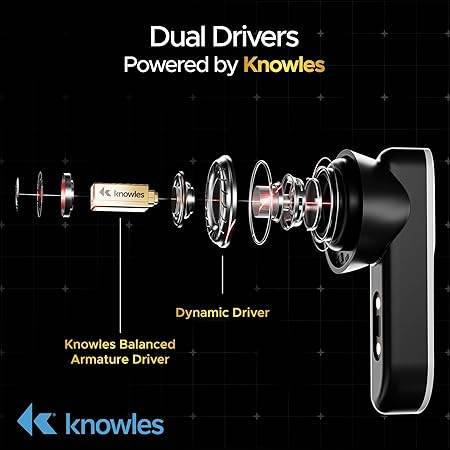 boAt New Launch Nirvana X TWS, Knowles Dual Drivers, Hi-Res Audio LDAC, App Support,4Mic ENx (Black) - Rajputtrade