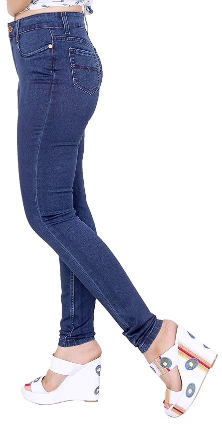 Stretchable Denim Pencil Fit Regular Fit High Waist Jeans for Women (Blue) -50 - Rajputtrade