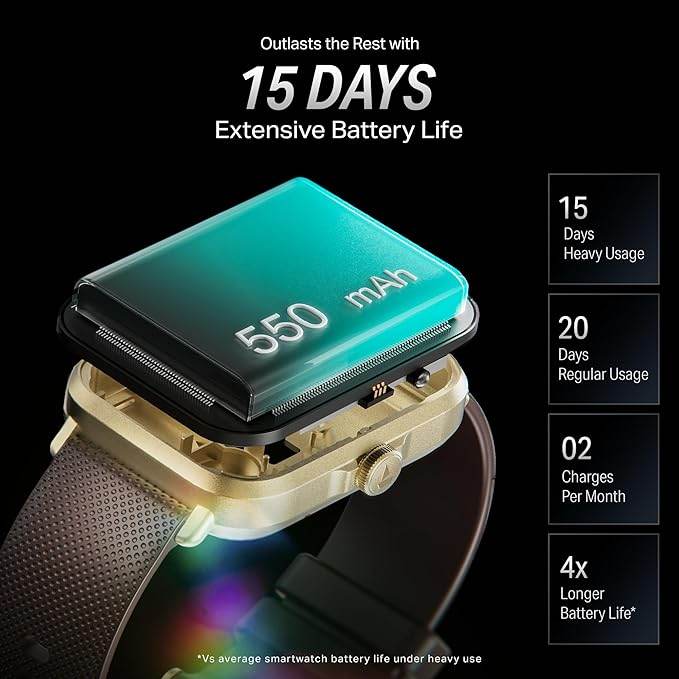 boAt New Launch Storm Infinity w/15 Days Extensive Battery fueled by Huge 550mAh Battery, 1.83”(4.65cm) HD Display (Brown) - Rajputtrade