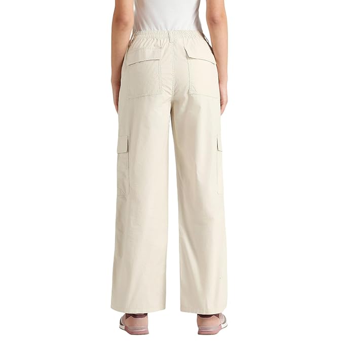 Women Relaxed Casual Pants, Ecru White (Size S) - Rajputtrade