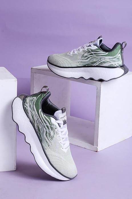 Columbus Viper Sports Shoes - Running Shoes | Walking Shoes (White & Olive) - Rajputtrade