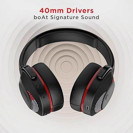 boAt Rockerz 425 Bluetooth Wireless On Ear, 25H Playtime, Bluetooth V5.2, Dual Pairing with Mic(Fiery Red) - Rajputtrade