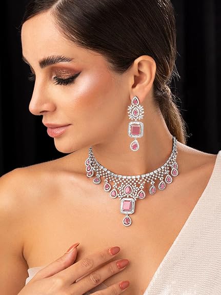Rose Gold Plated Handcrafted Artificial Jewelry Set- Earrings For Women and Girls - Rajputtrade
