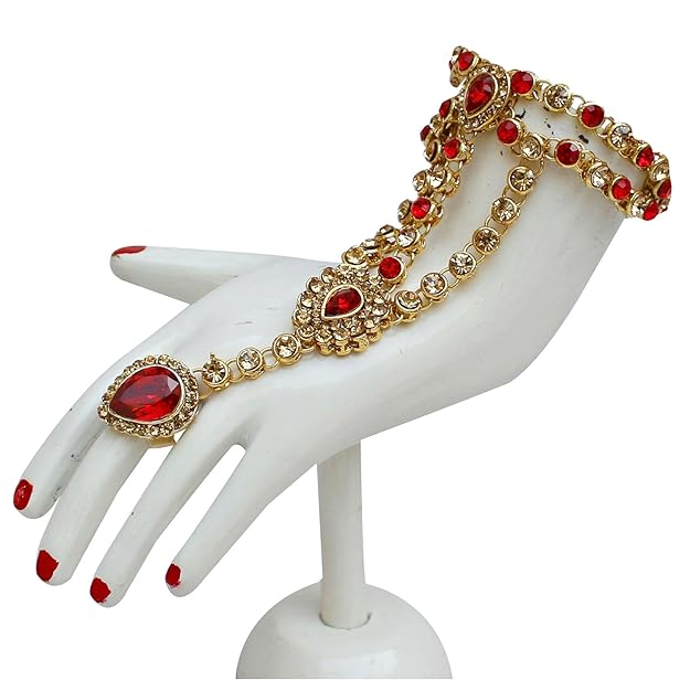 Jewellery Wedding Designer Gold Plated Dulhan Choker Bridal Set with sheeshpatti for Girls & Women dark red - Rajputtrade