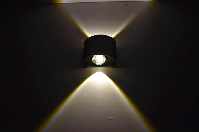 Indoor/Outdoor Wall Lamps - Curved Black LED Light Shade (2 Watts, Up and Down Warm White, Die-Cast Aluminum - Rajputtrade