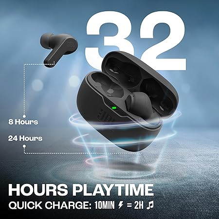 JBL Vibe Beam in-Ear Wireless Earbuds (TWS) with Mic, App for Customized Extra Bass Eq, 32 Hours Battery (Black) - Rajputtrade