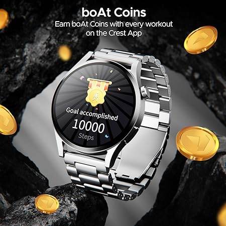 boAt Lunar Embrace w/ 1.51" (3.8 cm) AMOLED Display, BT Calling, Smart Watch for Men & Women(Steel Grey) - Rajputtrade