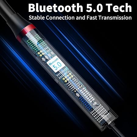 Neckband Bluetooth Headphones Wireless Earbuds for Samsung S25 Ultra S24 S23 FE S22 A53 A14 (Black) - Rajputtrade