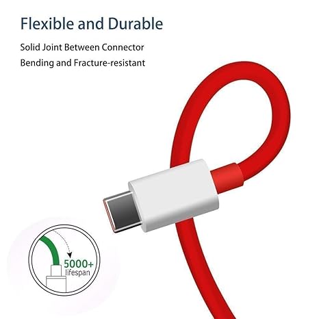Fast Type C Usb Cable For Tata Punch Adventure Rhythm Original USB Type C Sync Cable (Red)