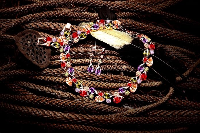 Rose Gold Plated Necklace Set for Women and Girls (Multicolor) - Rajputtrade